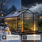 10x18 ft aluminum greenhouse, durable walk-in polycarbonate greenhouse on a desk or shelf