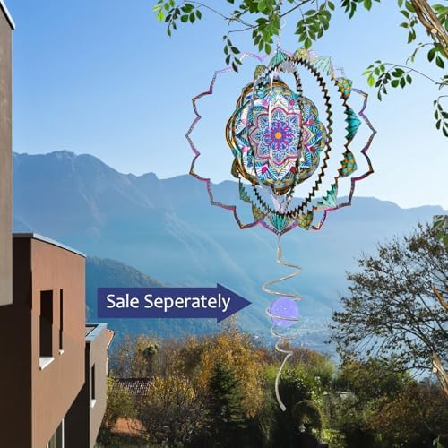Wind Spinner Mandala Colorful Lily,12In Stainless Steel Wind Spinners Outdoor,3D Hanging Kinetic Sculptures,Yard Art Decorations,Garden Decor,Gifts for Women,Mother,Men,Father,Holidays