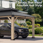 aoxun 12x20 ft heavy duty cedar wood carport, front angle view