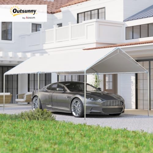 outsunny 10'x20' carport outdoor heavy duty galvanized car shown in use