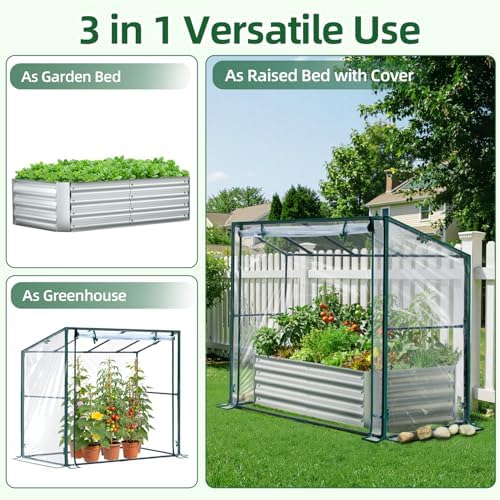 ohuhu 4x2x1 ft raised garden bed outdoor with, side view