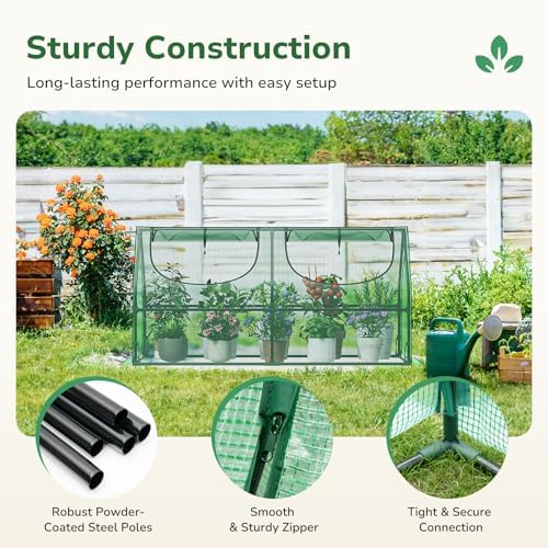 greatbuddy 3x3x6 small greenhouse, durable pe,waterproof & uv, package contents
