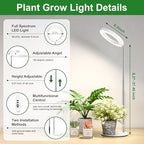 Hywyimlait 6.3" Indoor Plant Growth Lights, Full Spectrum Plant Growing Lights, 8.2"-37.4" Height Adjustable Desk Grow Lamp with Base and Ground Stake, Auto Timer 4/8/12/18H, 3 Light Modes, 10 Dimming