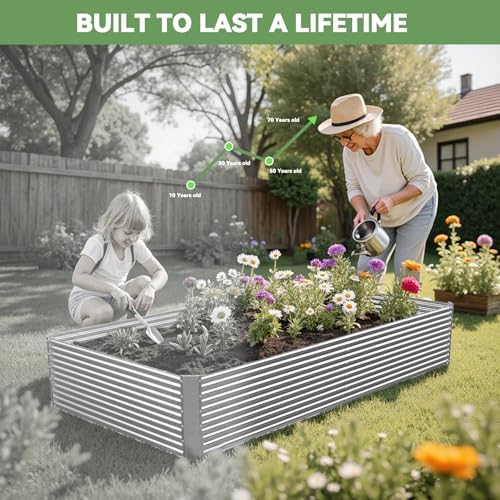 tall 8ft raised beds for gardening, corrugated galvanized on a desk or shelf