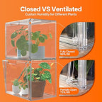 bstrip small tabletop greenhouse with grow light, indoor, front angle view