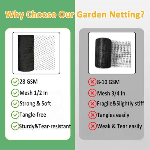 bird netting 30x30 ft, 1/2 in mesh heavy, side view