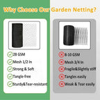 bird netting 25x25 ft, 1/2 in mesh heavy, side view
