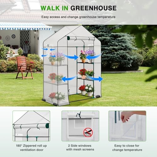 yesker greenhouse 57"x29"x77" walk in green house, close-up detail