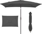 JEAREY 6.5x10 ft Rectangular Patio Umbrellas Rectangle Outdoor Umbrella with Push Button Tilt and Crank, Market Table Umbrella 6 Sturdy Ribs UV Protection for Poolside Garden Backyard Deck, Gray