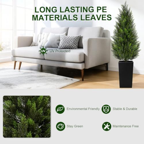 vivatrees 5ft artificial cedar topiary trees 2 pack, package contents