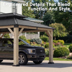 aoxun 12x16 ft heavy duty cedar wood carport, front angle view