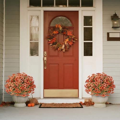 2 sets artificial fall flowers topiary ball trees, view 9