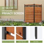 wood privacy screen, no dig outdoor fence,reddish brown showing dimensions