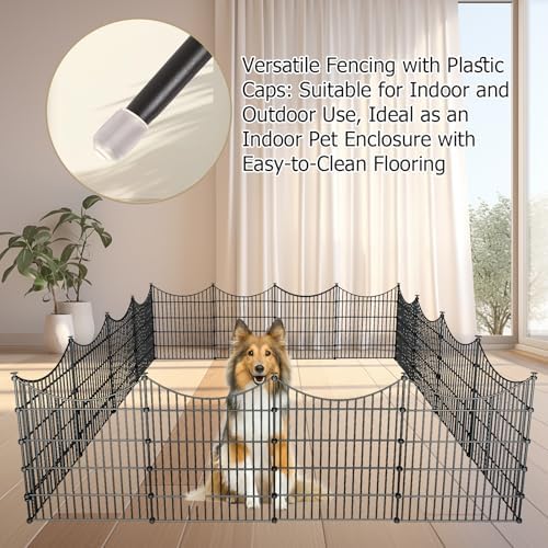 10‑panel no‑dig metal garden fence 32"h x 23.6'l, side view