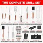 kaluns 35pc bbq grill tools set – heavy, close-up detail