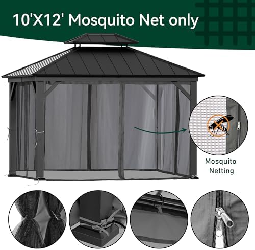 covered outdoor gazebo mosquito netting replacement universal 4-panel, close-up detail