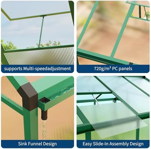12 ft greenhouse, outdoor sliding door, polycarbonate greenhouse, package contents
