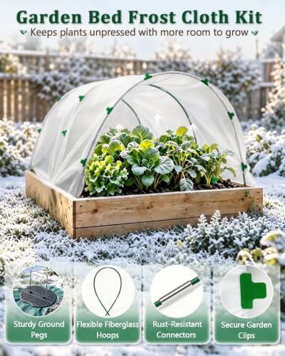 winter plant covers freeze protection kit, 10x33ft frost, side view