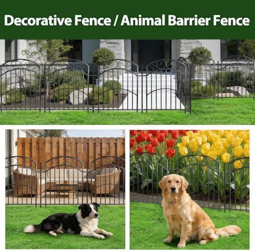 5 panel 32in decorative garden fence, 11ft no, front angle view