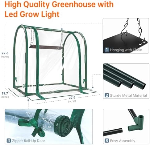 bstrip mini indoor greenhouse with grow light, desktop on a desk or shelf