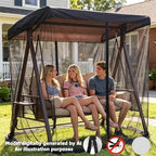 6.7x6.7x4.1ft outdoor mosquito netting for swing/patio, three-person large shown in use