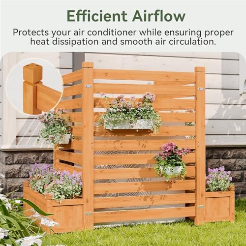 aoxun air conditioner fence, 3-panel wood privacy screen on a desk or shelf