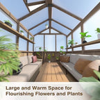 mupater 6 x 8 ft wooden polycarbonate greenhouse on a desk or shelf