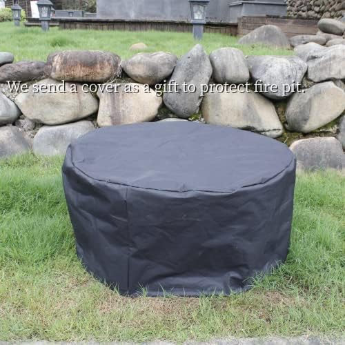 outvue 36 inch fire pit with 2 grills,wood, front angle view