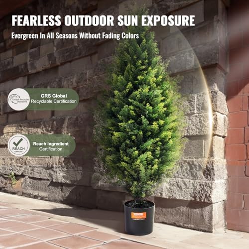 vevor artificial topiary cedar tree, 36 inch tall, close-up detail