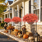 2 set artificial fake mums flowers plants with showing dimensions