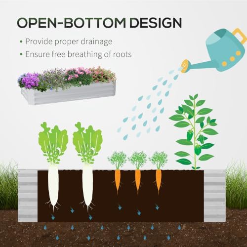 outsunny 6 x 3 x 1ft metal planter, package contents