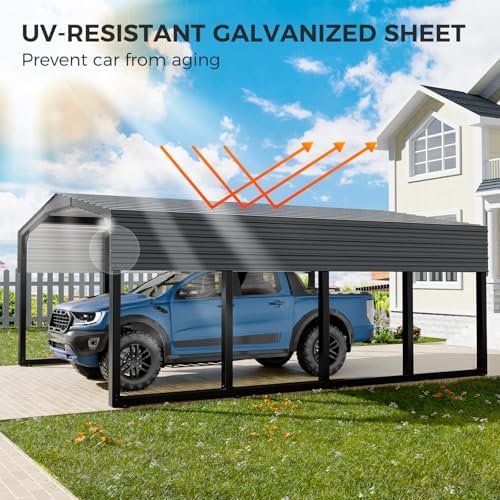 12×20 ft carport, 2"x2" reinforced frame & 29-gauge, view 9