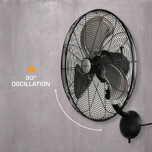 hurricane pro high velocity oscillating wall fan, 3 on a desk or shelf