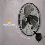 hurricane pro high velocity oscillating wall fan, 3 on a desk or shelf