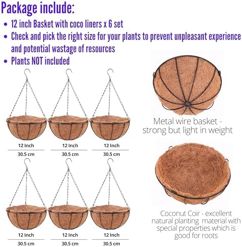 lalagreen hanging baskets (12 in, 6 pack) black shown in use