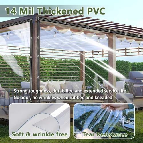 see-through clear tarp 12x16ft waterproof chicken coop greenhouse, side view