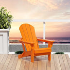 WO Home Furniture Laguna Folding Adirondack Chair, HDPE Patio Chair, All Weather Use Fire Pit Chair for Outdoor Garden, Backyard, Deck, Pool, Orange