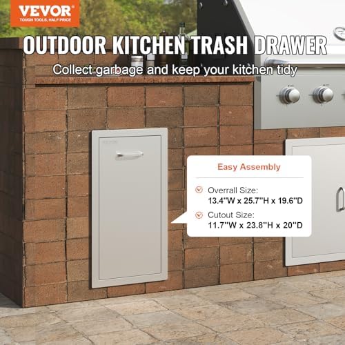 vevor outdoor kitchen drawers 13.4"w x 25.7"h x, side view