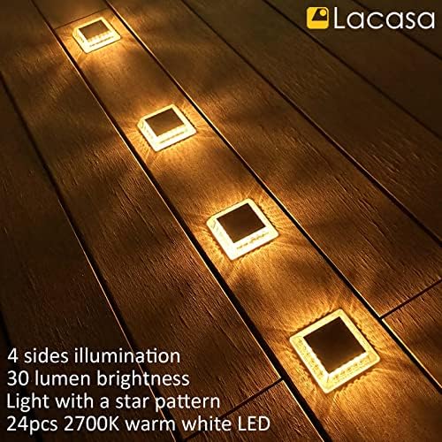 lacasa solar deck lights, 4 pack 30lm led, package contents