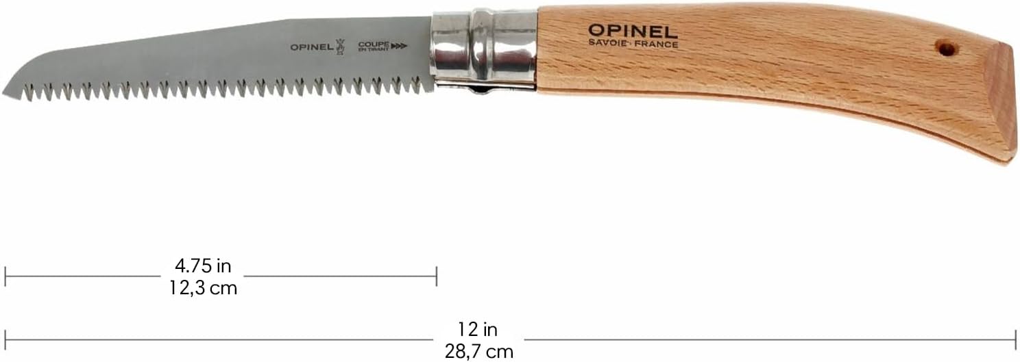 Opinel Folding Saw - Gardening and Camping Folding Carbon Steel Saw with Beechwood Handle