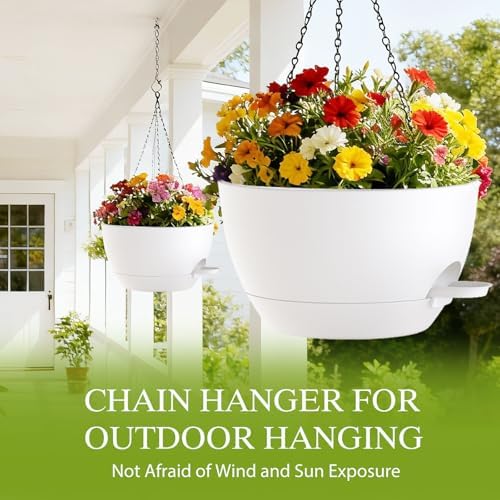 12 inch hanging baskets 2 pc with chains showing dimensions