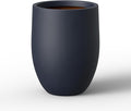 Kante 21.7 Inch Tall Concrete Planter, Large Indoor Outdoor Plant Pot with Drainage, Smooth Charcoal Finish with Painted Interior, Ideal for Porch, Home, Garden, Patio