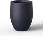 Kante 21.7 Inch Tall Concrete Planter, Large Indoor Outdoor Plant Pot with Drainage, Smooth Charcoal Finish with Painted Interior, Ideal for Porch, Home, Garden, Patio