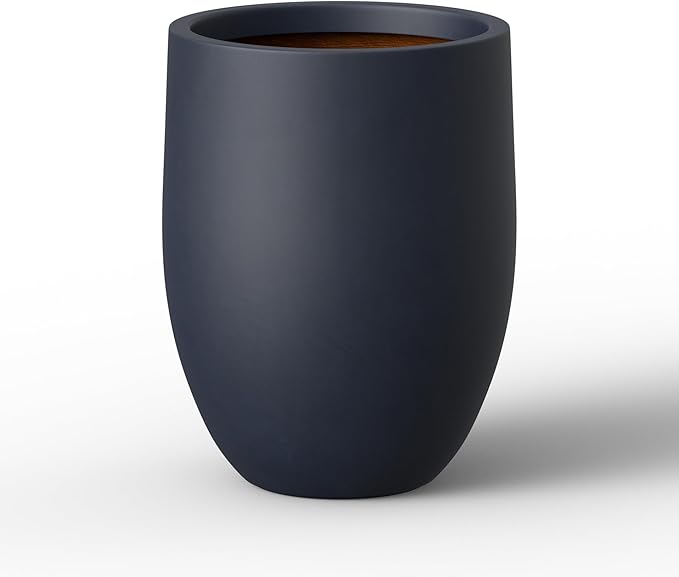 Kante 21.7 Inch Tall Concrete Planter, Large Indoor Outdoor Plant Pot with Drainage, Smooth Charcoal Finish with Painted Interior, Ideal for Porch, Home, Garden, Patio