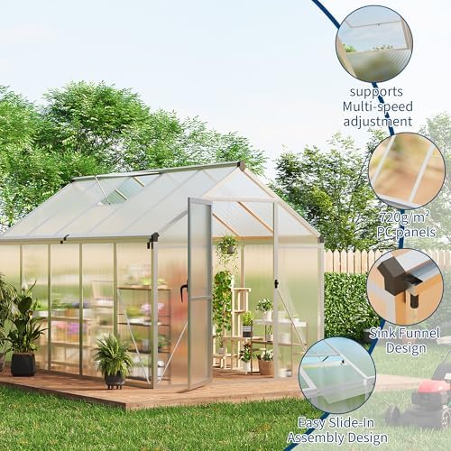 10 ft greenhouse, outdoor greenhouses, polycarbonate panels with, close-up detail