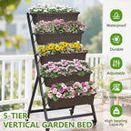 vecelo 5-tier vertical garden bed, freestanding elevated raised shown in use