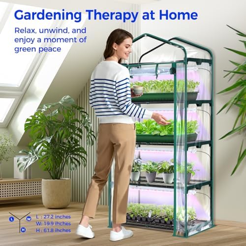 indoor greenhouse with grow light, ohuhu 4-tier mini on a desk or shelf