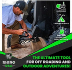 rhino usa folding survival shovel with pick, front angle view
