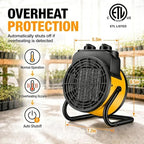 1500w space heater, electric garage heater with fast on a desk or shelf