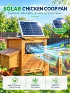 16" solar powered fan with battery & timer,chicken, side view